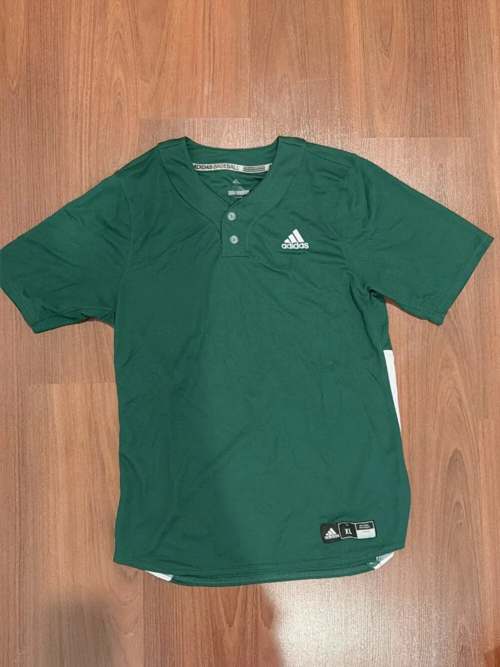 Adidas Baseball Men’s XL Green Short Sleeve 2-Button Jersey Shirt